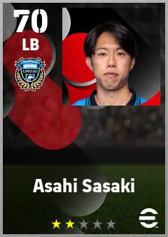 Asahi Sasaki eFootball 2026 player card — 70 OVR LB