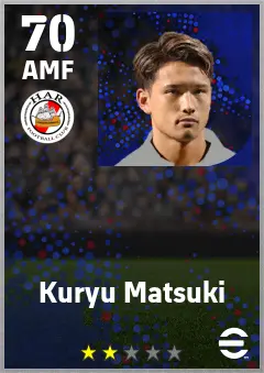 Kuryu Matsuki eFootball 2026 player card — 70 OVR AMF