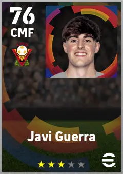 Javi Guerra eFootball 2026 player card — 76 OVR CMF