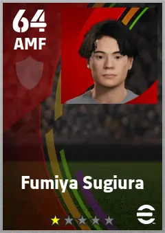 Fumiya Sugiura eFootball 2026 player card — 64 OVR AMF