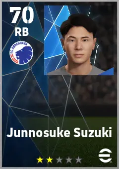 Junnosuke Suzuki eFootball 2026 player card — 70 OVR RB