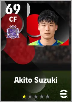 Akito Suzuki eFootball 2026 player card — 69 OVR CF
