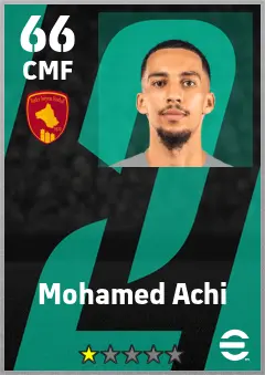Mohamed Achi eFootball 2026 player card — 66 OVR CMF