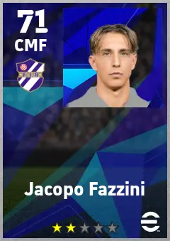 Jacopo Fazzini eFootball 2026 player card — 71 OVR CMF