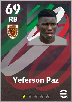 Yeferson Paz eFootball 2026 player card — 69 OVR RB
