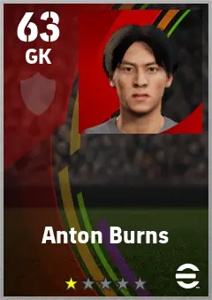 Anton Burns eFootball 2026 player card — 63 OVR GK