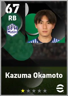 Kazuma Okamoto eFootball 2026 player card — 67 OVR RB