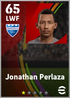 Jonathan Perlaza eFootball 2026 player card — 65 OVR LWF
