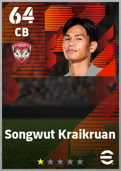 Songwut Kraikruan eFootball 2026 player card — 64 OVR CB