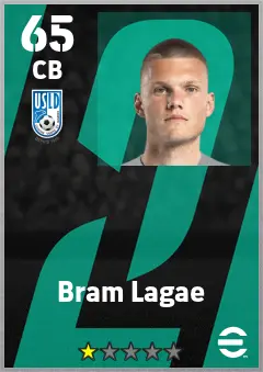 Bram Lagae eFootball 2026 player card — 65 OVR CB