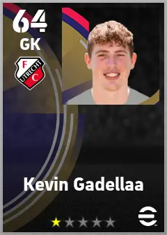 Kevin Gadellaa eFootball 2026 player card — 64 OVR GK