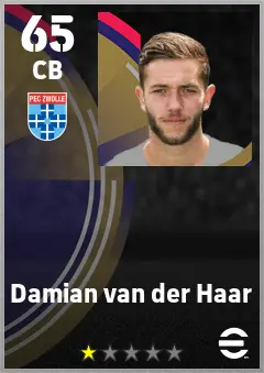 Damian van der Haar eFootball 2026 player card — 65 OVR CB