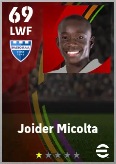 Joider Micolta eFootball 2026 player card — 69 OVR LWF