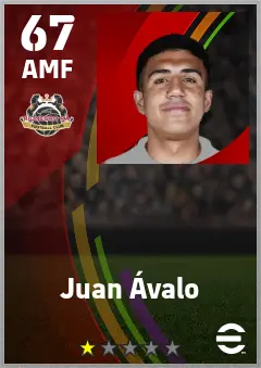 Juan Avalo eFootball 2026 player card — 67 OVR AMF