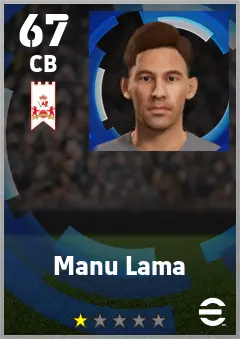 Manu Lama eFootball 2026 player card — 67 OVR CB