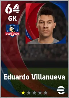 Eduardo Villanueva eFootball 2026 player card — 64 OVR GK