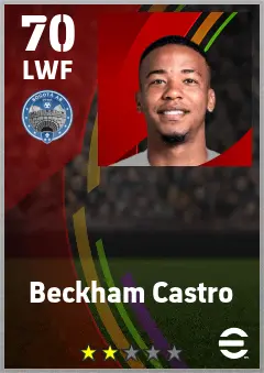Beckham Castro eFootball 2026 player card — 70 OVR LWF