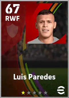 Luis Paredes eFootball 2026 player card — 67 OVR RWF