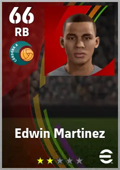 Edwin Martinez eFootball 2026 player card, 66 OVR RB