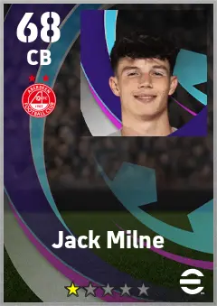 Jack Milne eFootball 2026 player card — 68 OVR CB