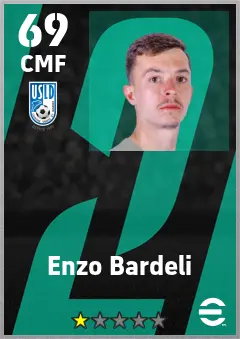 Enzo Bardeli eFootball 2026 player card — 69 OVR CMF