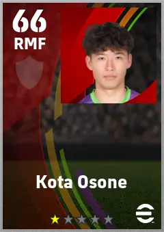Kota Osone eFootball 2026 player card — 66 OVR RMF