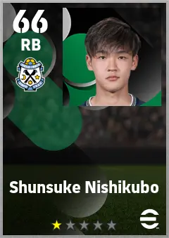 Shunsuke Nishikubo eFootball 2026 player card — 66 OVR RB