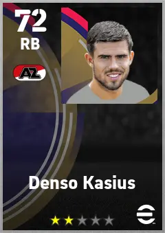 Denso Kasius eFootball 2026 player card — 72 OVR RB