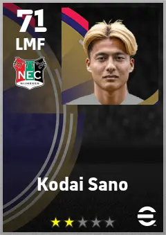 Kodai Sano eFootball 2026 player card — 71 OVR LMF