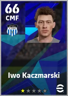 Iwo Kaczmarski eFootball 2026 player card — 66 OVR CMF