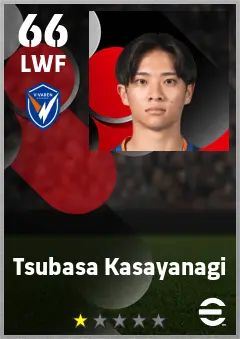 Tsubasa Kasayanagi eFootball 2026 player card — 66 OVR LWF