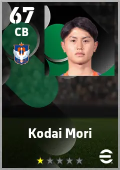 Kodai Mori eFootball 2026 player card — 67 OVR CB