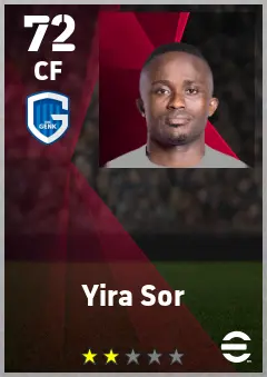 Yira Sor eFootball 2026 player card — 72 OVR CF