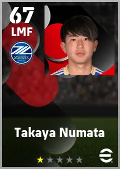 Takaya Numata eFootball 2026 player card — 67 OVR LMF