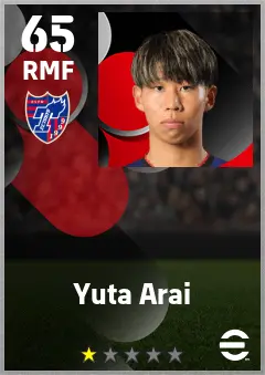 Yuta Arai eFootball 2026 player card — 65 OVR RMF