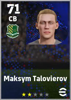 Maksym Talovierov eFootball 2026 player card — 71 OVR CB