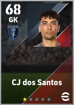 CJ dos Santos eFootball 2026 player card — 68 OVR GK