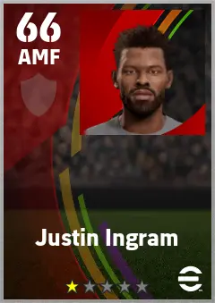 Justin Ingram eFootball 2026 player card — 66 OVR AMF