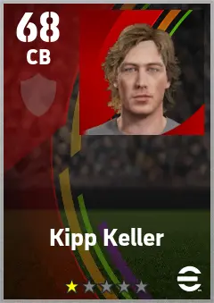 Kipp Keller eFootball 2026 player card — 68 OVR CB