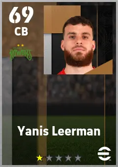 Yanis Leerman eFootball 2026 player card — 69 OVR CB