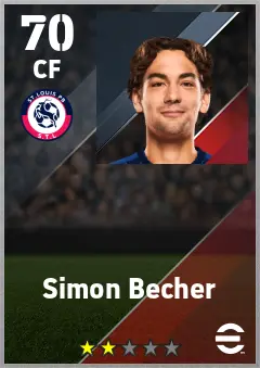 Simon Becher eFootball 2026 player card — 70 OVR CF