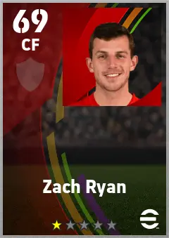 Zach Ryan eFootball 2026 player card — 69 OVR CF