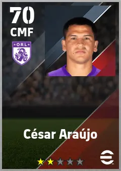 Cesar Araujo eFootball 2026 player card — 70 OVR CMF