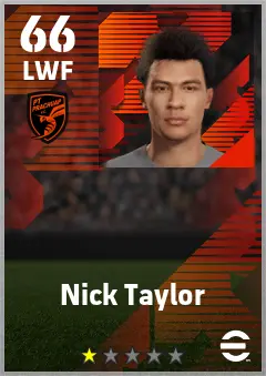 Nick Taylor eFootball 2026 player card — 66 OVR LWF