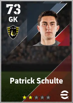 Patrick Schulte eFootball 2026 player card — 73 OVR GK
