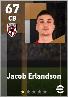 Jacob Erlandson eFootball 2026 player card — 67 OVR CB