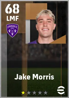 Jake Morris eFootball 2026 player card — 68 OVR LMF