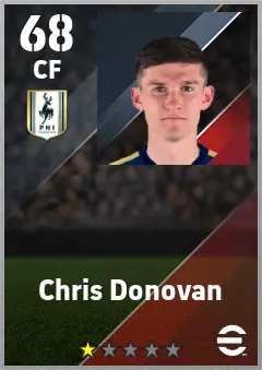 Chris Donovan eFootball 2026 player card — 68 OVR CF