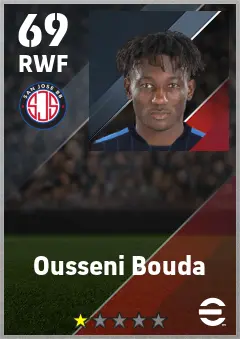 Ousseni Bouda eFootball 2026 player card — 69 OVR RWF