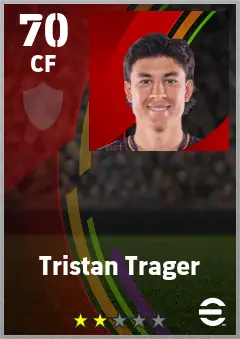 Tristan Trager eFootball 2026 player card — 70 OVR CF